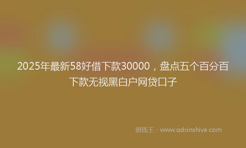 2025年最新58好借下款30000，盘点五个百分百下款无视黑白户网贷口子