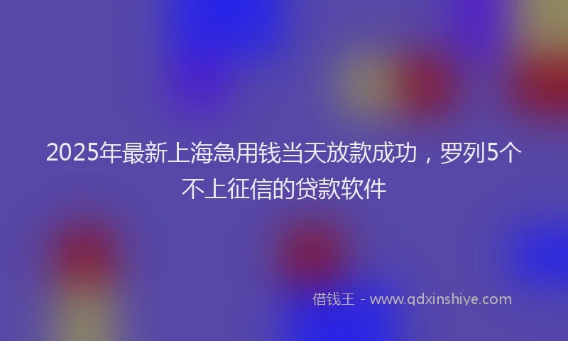 2025年最新上海急用钱当天放款成功，罗列5个不上征信的贷款软件