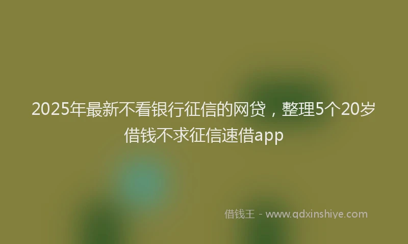 2025年最新不看银行征信的网贷，整理5个20岁借钱不求征信速借app