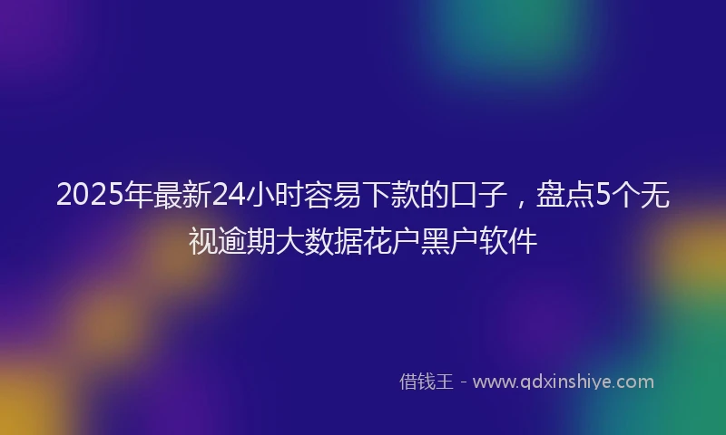 2025年最新24小时容易下款的口子，盘点5个无视逾期大数据花户黑户软件