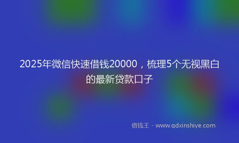 2025年微信快速借钱20000，梳理5个无视黑白的最新贷款口子