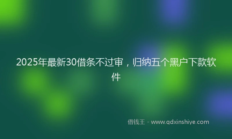 2025年最新30借条不过审，归纳五个黑户下款软件