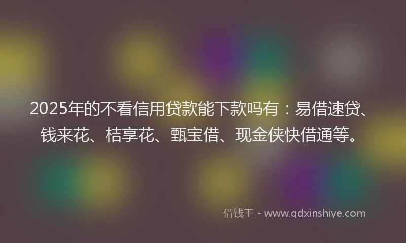 2025年的不看信用贷款能下款吗有：易借速贷、钱来花、桔享花、甄宝借、现金侠快借通等。