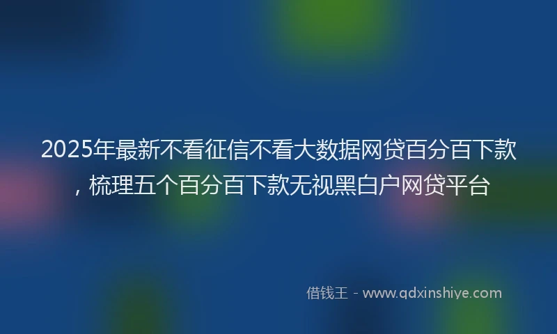 2025年最新不看征信不看大数据网贷百分百下款，梳理五个百分百下款无视黑白户网贷平台