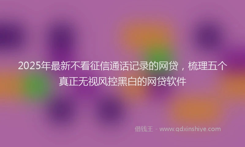 2025年最新不看征信通话记录的网贷，梳理五个真正无视风控黑白的网贷软件