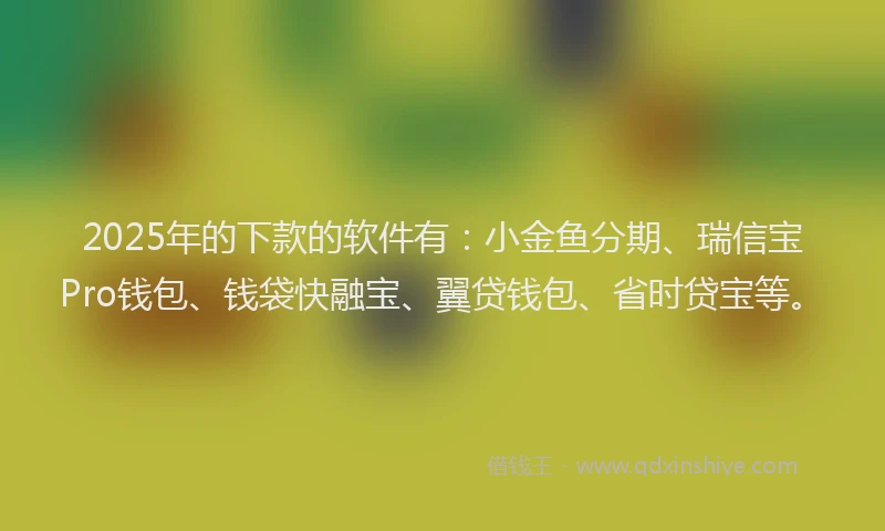 2025年的下款的软件有：小金鱼分期、瑞信宝Pro钱包、钱袋快融宝、翼贷钱包、省时贷宝等。