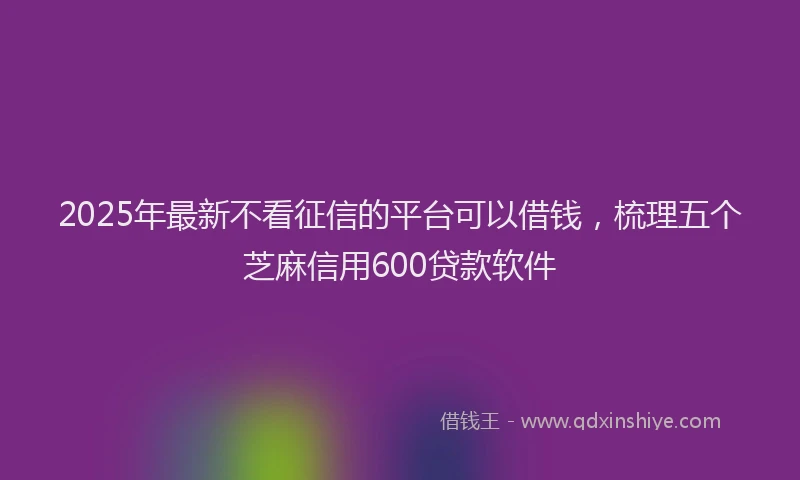 2025年最新不看征信的平台可以借钱，梳理五个芝麻信用600贷款软件