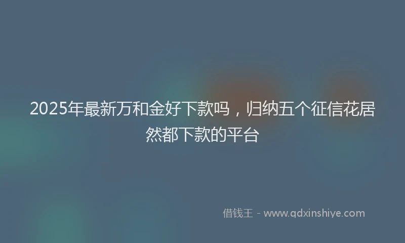 2025年最新万和金好下款吗，归纳五个征信花居然都下款的平台