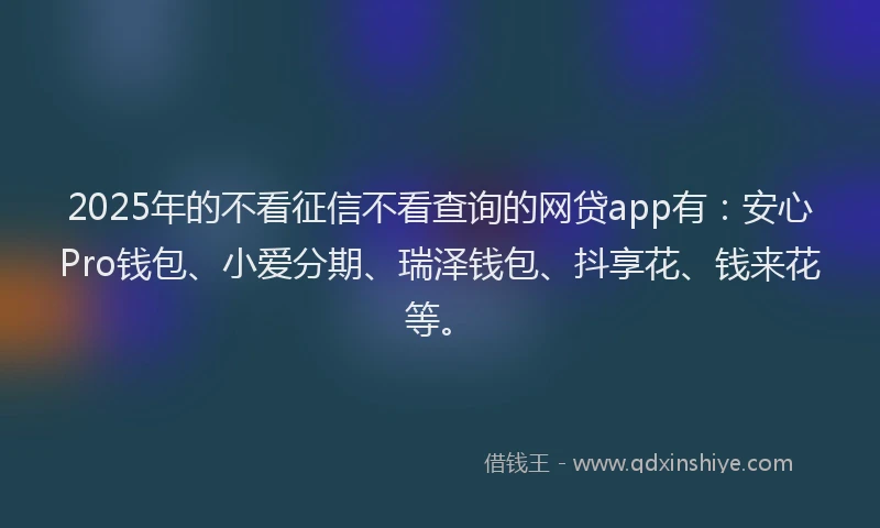 2025年的不看征信不看查询的网贷app有：安心Pro钱包、小爱分期、瑞泽钱包、抖享花、钱来花等。
