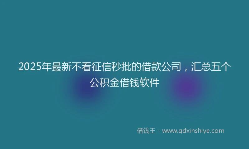 2025年最新不看征信秒批的借款公司，汇总五个公积金借钱软件