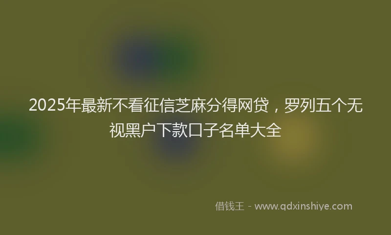 2025年最新不看征信芝麻分得网贷，罗列五个无视黑户下款口子名单大全
