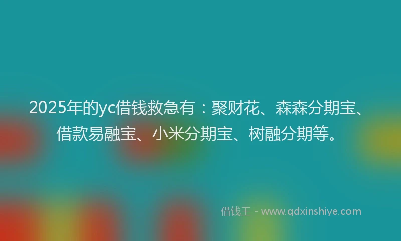 2025年的yc借钱救急有：聚财花、森森分期宝、借款易融宝、小米分期宝、树融分期等。