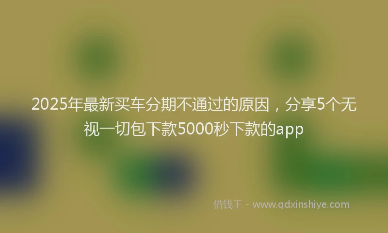 2025年最新买车分期不通过的原因，分享5个无视一切包下款5000秒下款的app