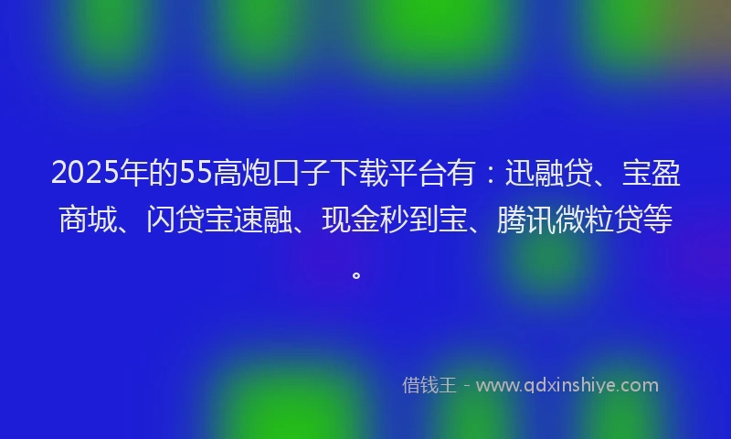 2025年的55高炮口子下载平台有：迅融贷、宝盈商城、闪贷宝速融、现金秒到宝、腾讯微粒贷等。
