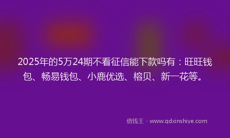 2025年的5万24期不看征信能下款吗有：旺旺钱包、畅易钱包、小鹿优选、榕贝、新一花等。