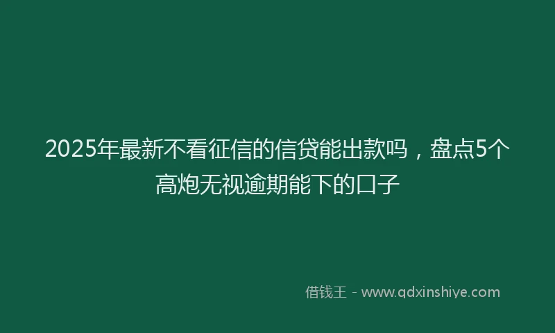 2025年最新不看征信的信贷能出款吗，盘点5个高炮无视逾期能下的口子