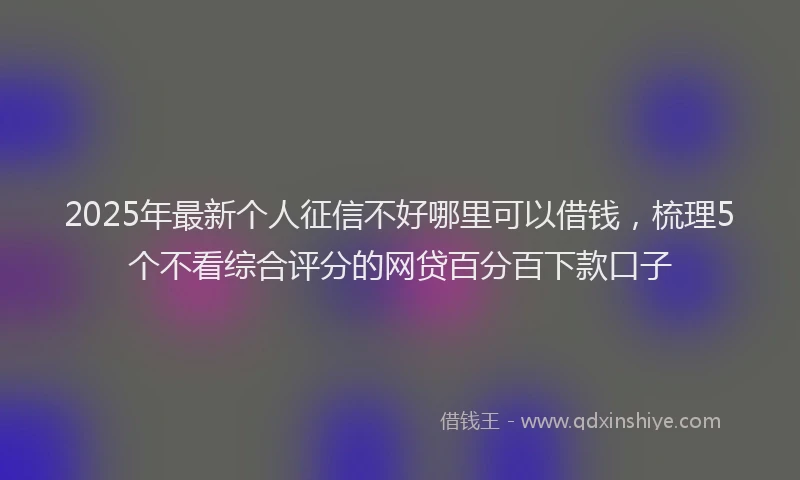 2025年最新个人征信不好哪里可以借钱，梳理5个不看综合评分的网贷百分百下款口子