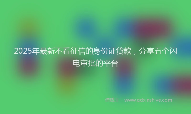 2025年最新不看征信的身份证贷款，分享五个闪电审批的平台