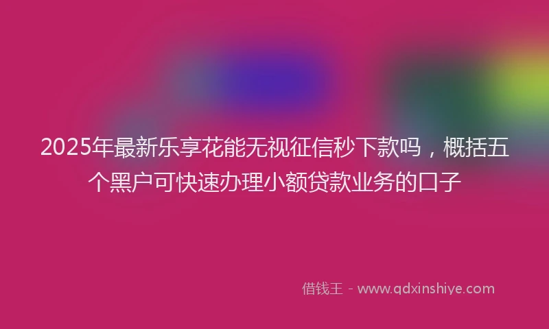 2025年最新乐享花能无视征信秒下款吗，概括五个黑户可快速办理小额贷款业务的口子