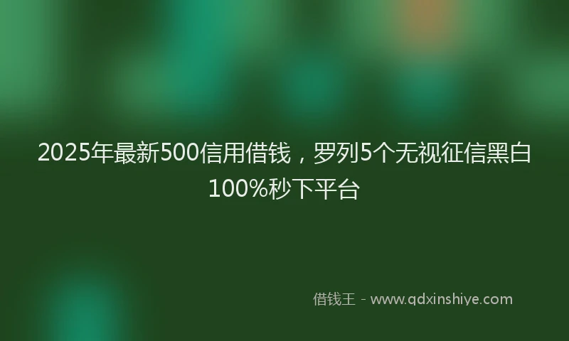 2025年最新500信用借钱，罗列5个无视征信黑白100%秒下平台