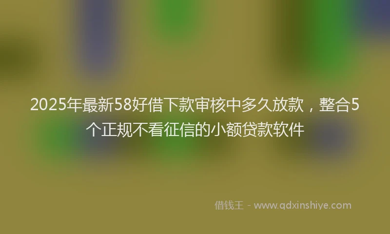 2025年最新58好借下款审核中多久放款，整合5个正规不看征信的小额贷款软件