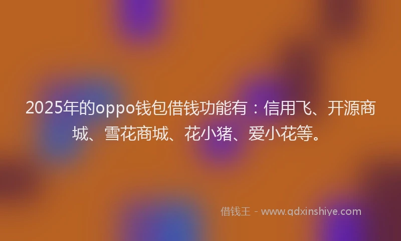 2025年的oppo钱包借钱功能有：信用飞、开源商城、雪花商城、花小猪、爱小花等。