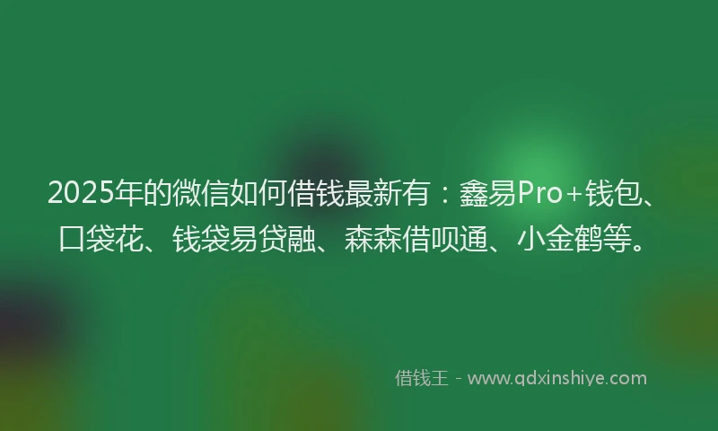 2025年的微信如何借钱最新有：鑫易Pro+钱包、口袋花、钱袋易贷融、森森借呗通、小金鹤等。