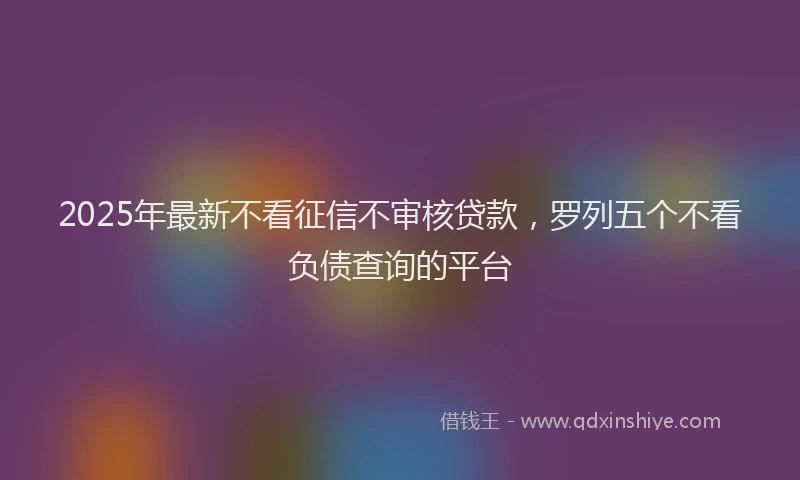 2025年最新不看征信不审核贷款，罗列五个不看负债查询的平台