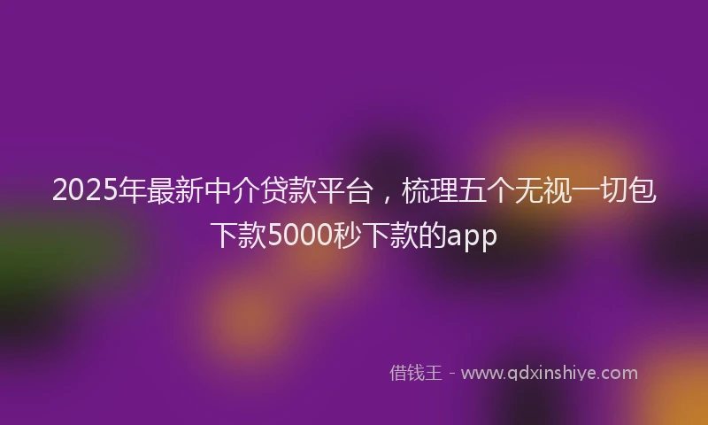 2025年最新中介贷款平台，梳理五个无视一切包下款5000秒下款的app