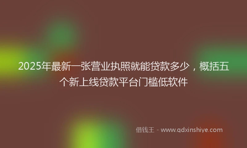 2025年最新一张营业执照就能贷款多少，概括五个新上线贷款平台门槛低软件