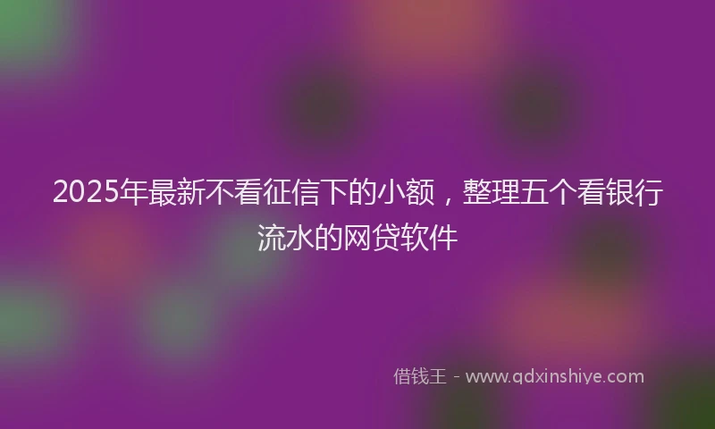 2025年最新不看征信下的小额，整理五个看银行流水的网贷软件