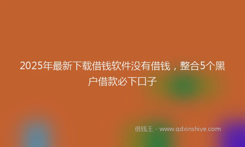 2025年最新下载借钱软件没有借钱，整合5个黑户借款必下口子