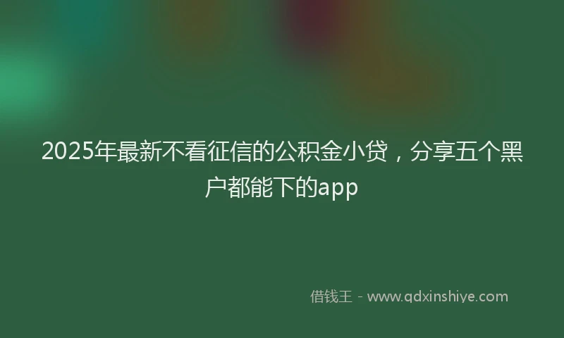 2025年最新不看征信的公积金小贷，分享五个黑户都能下的app