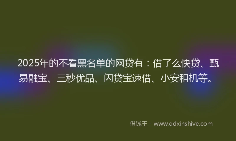 2025年的不看黑名单的网贷有：借了么快贷、甄易融宝、三秒优品、闪贷宝速借、小安租机等。