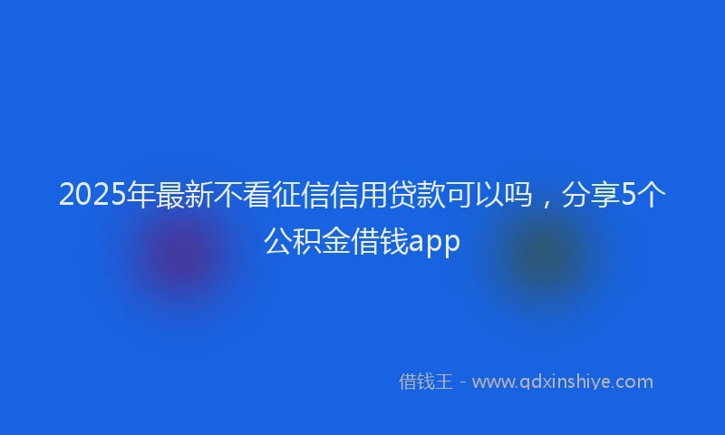 2025年最新不看征信信用贷款可以吗，分享5个公积金借钱app