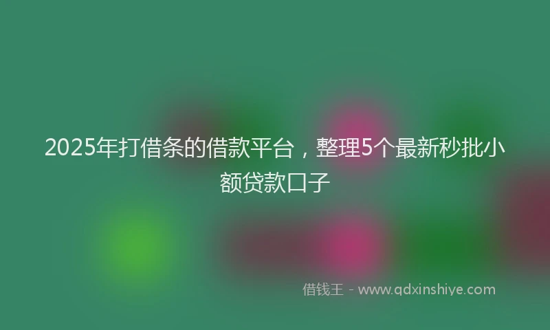 2025年打借条的借款平台，整理5个最新秒批小额贷款口子