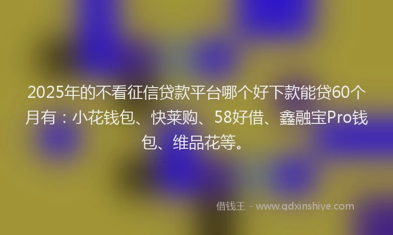 2025年的不看征信贷款平台哪个好下款能贷60个月有：小花钱包、快莱购、58好借、鑫融宝Pro钱包、维品花等。