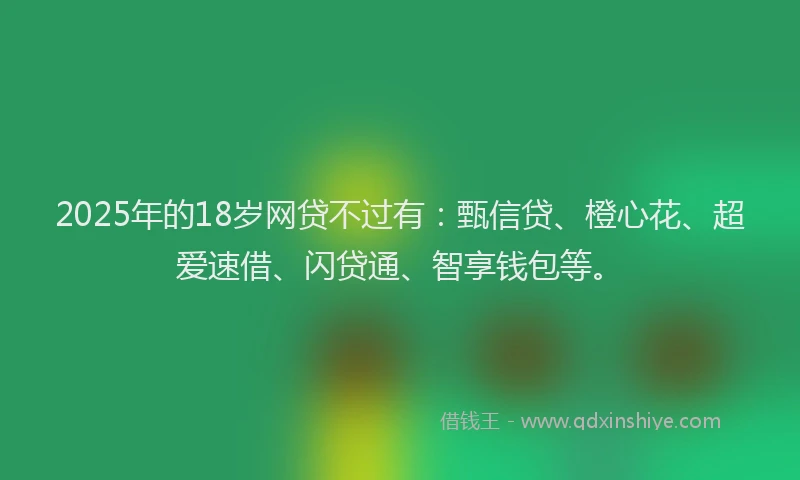 2025年的18岁网贷不过有：甄信贷、橙心花、超爱速借、闪贷通、智享钱包等。