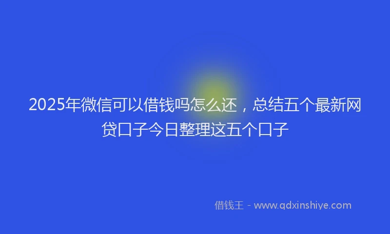 2025年微信可以借钱吗怎么还，总结五个最新网贷口子今日整理这五个口子