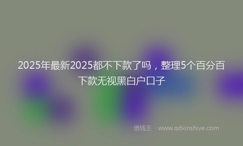 2025年最新2025都不下款了吗，整理5个百分百下款无视黑白户口子