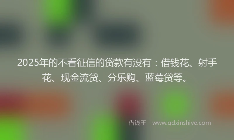 2025年的不看征信的贷款有没有：借钱花、射手花、现金流贷、分乐购、蓝莓贷等。