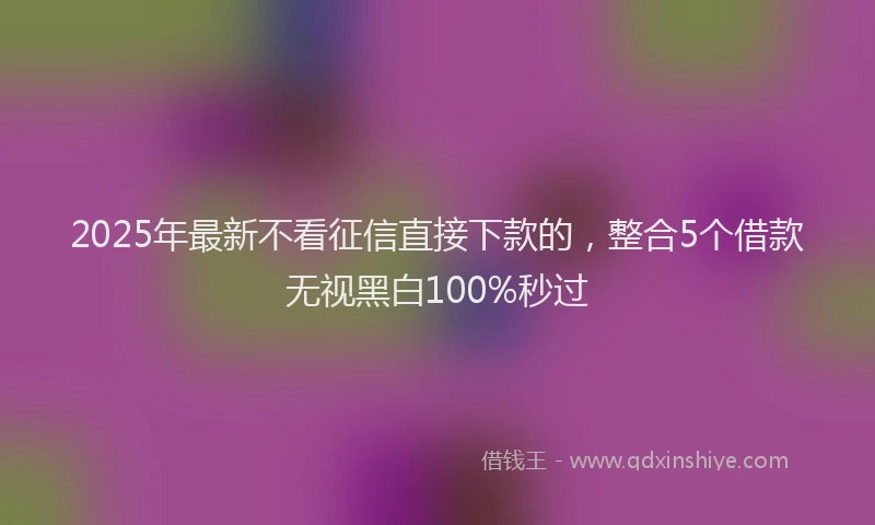 2025年最新不看征信直接下款的，整合5个借款无视黑白100%秒过