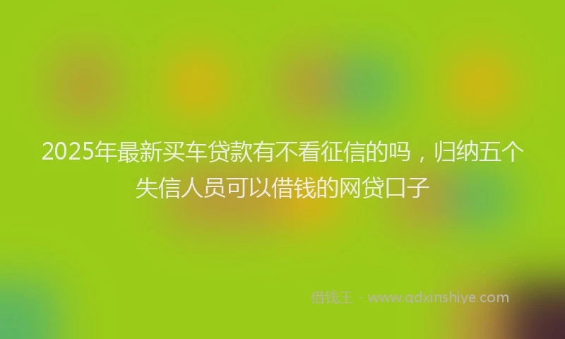 2025年最新买车贷款有不看征信的吗，归纳五个失信人员可以借钱的网贷口子