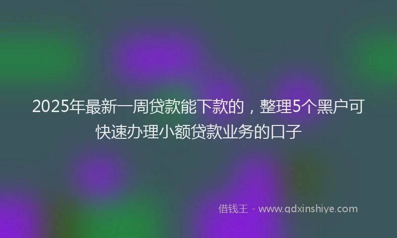 2025年最新一周贷款能下款的，整理5个黑户可快速办理小额贷款业务的口子