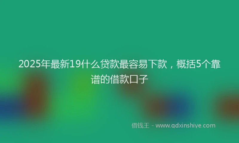 2025年最新19什么贷款最容易下款，概括5个靠谱的借款口子