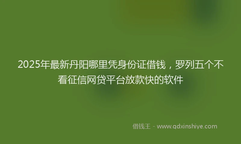 2025年最新丹阳哪里凭身份证借钱，罗列五个不看征信网贷平台放款快的软件