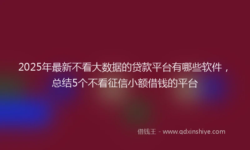 2025年最新不看大数据的贷款平台有哪些软件，总结5个不看征信小额借钱的平台