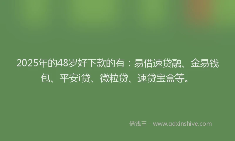 2025年的48岁好下款的有：易借速贷融、金易钱包、平安i贷、微粒贷、速贷宝盒等。