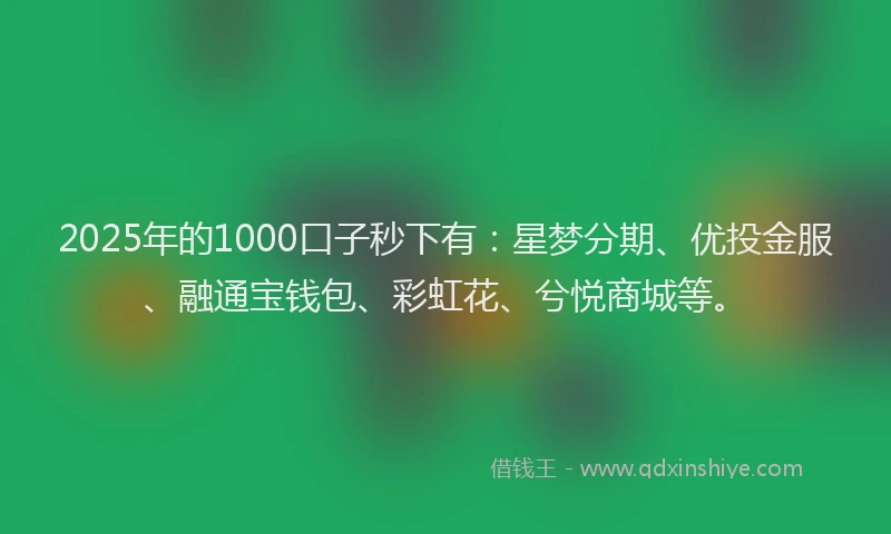 2025年的1000口子秒下有：星梦分期、优投金服、融通宝钱包、彩虹花、兮悦商城等。