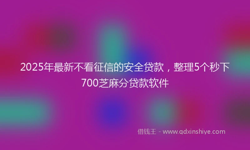 2025年最新不看征信的安全贷款，整理5个秒下700芝麻分贷款软件